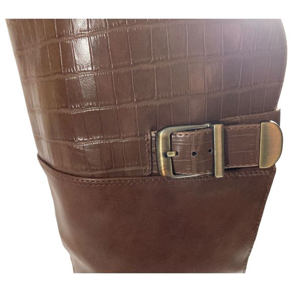 NEW DIRECTIONS Halden Brown Faux Leather Knee High Boots Womens 7.5M. - Picture 7 of 10